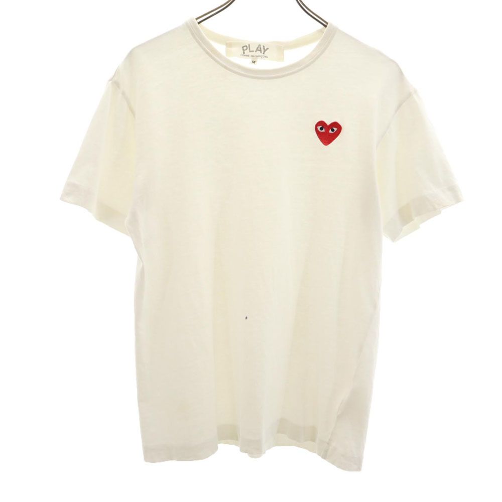 プレイコムデギャルソン 半袖 Tシャツ M ホワイト PLAY COMME des GARCONS 刺繍 メンズ