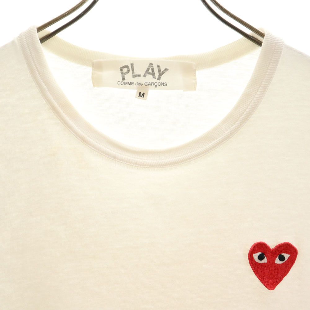 プレイコムデギャルソン 半袖 Tシャツ M ホワイト PLAY COMME des GARCONS 刺繍 メンズ