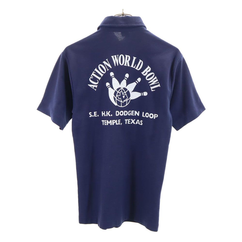 Champion チャンピオン 70s USA製 バータグ ヴィンテージ 半袖 ポロシャツ M ネイビー メンズ