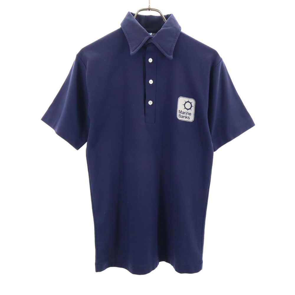 Champion チャンピオン 70s USA製 バータグ ヴィンテージ 半袖 ポロシャツ M ネイビー メンズ