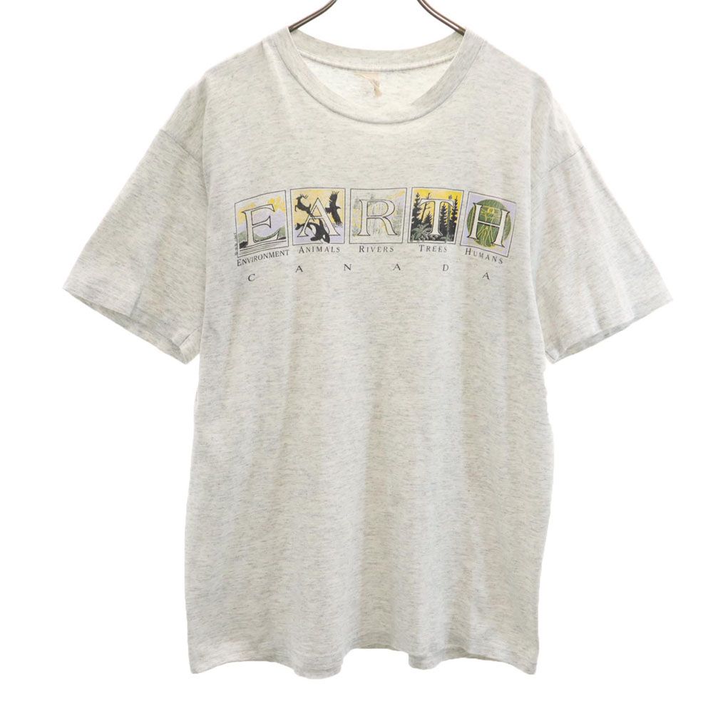 OLD オールド 90s プリント 半袖 Tシャツ グレー メンズ