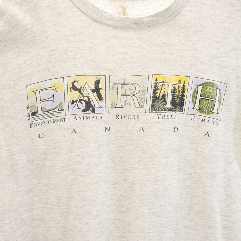 OLD オールド 90s プリント 半袖 Tシャツ グレー メンズ