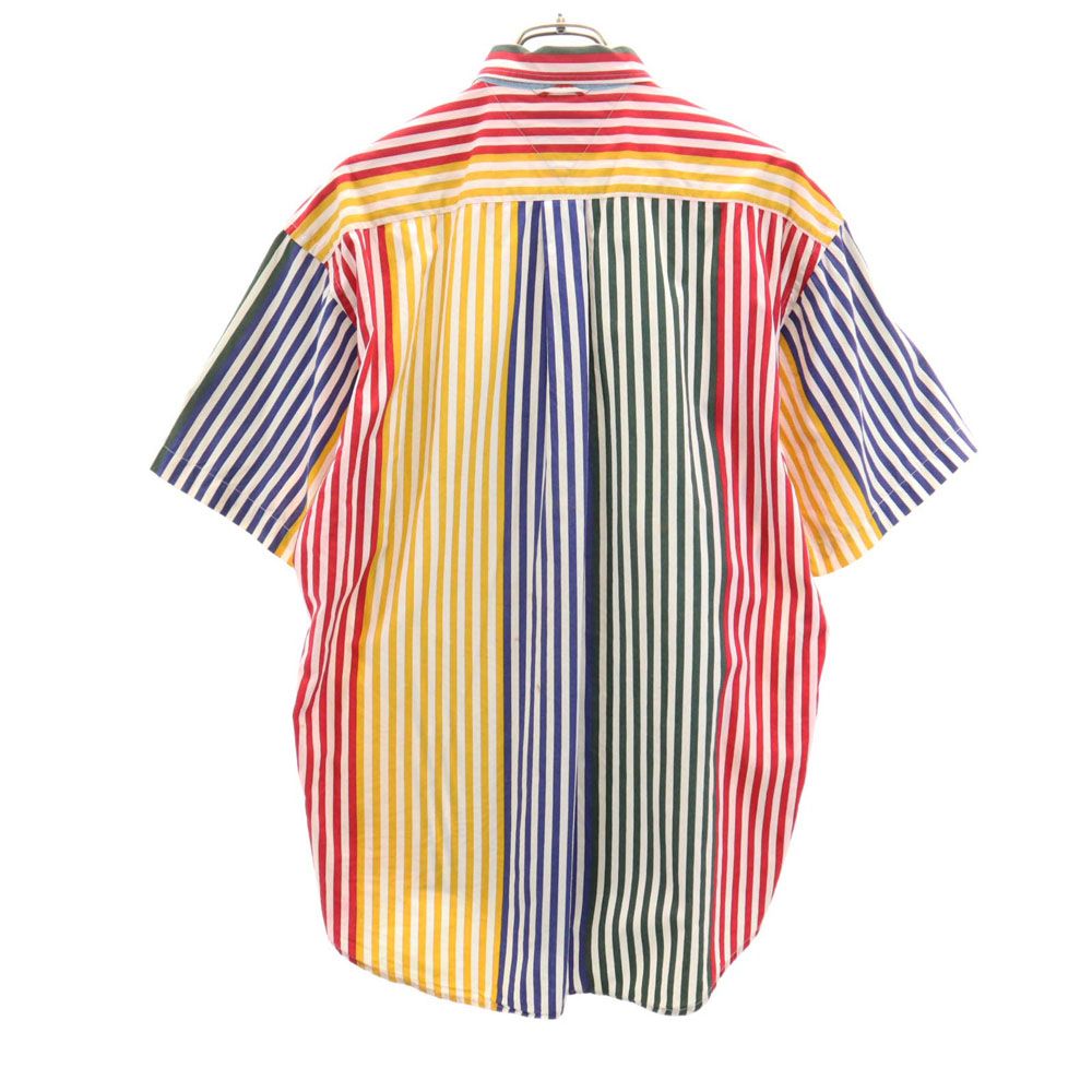 TOMMY HILFIGER トミーヒルフィガー 90s オールド フラッグタグ ストライプ 半袖 ボタンダウンシャツ M メンズ