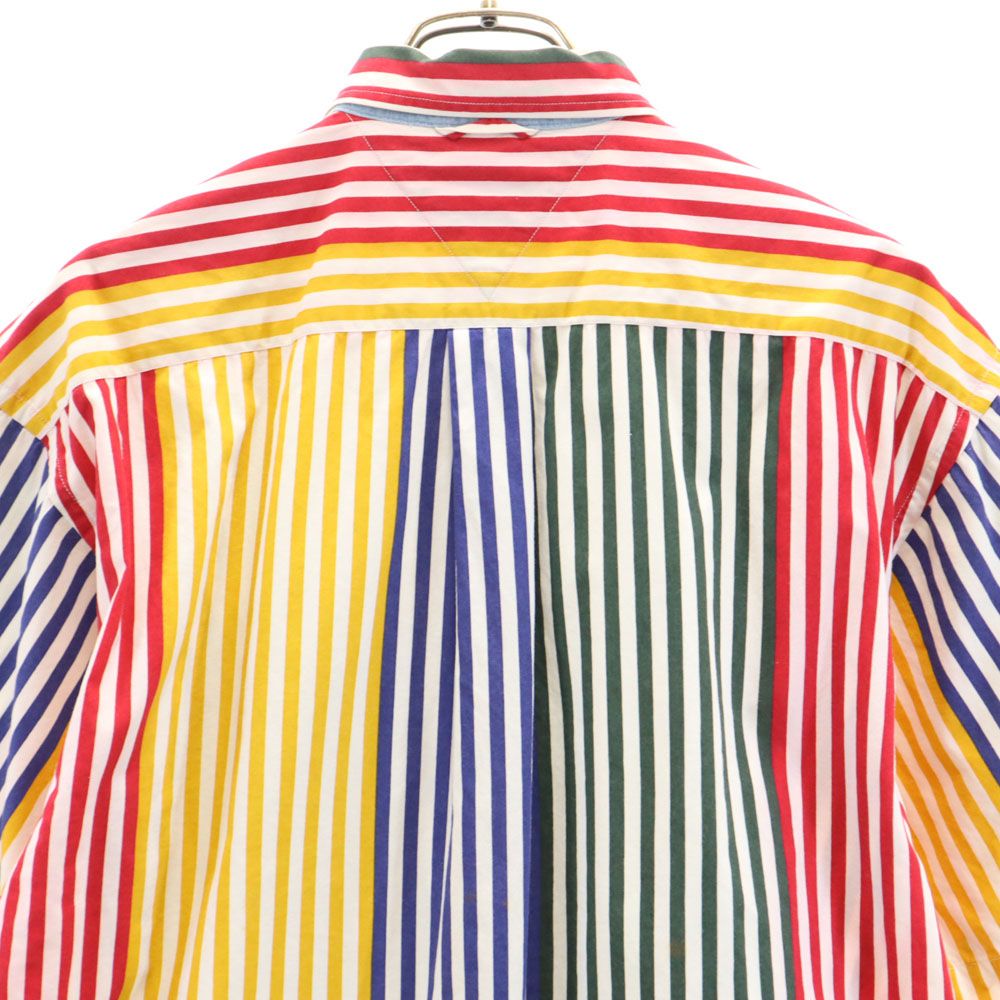 TOMMY HILFIGER トミーヒルフィガー 90s オールド フラッグタグ ストライプ 半袖 ボタンダウンシャツ M メンズ