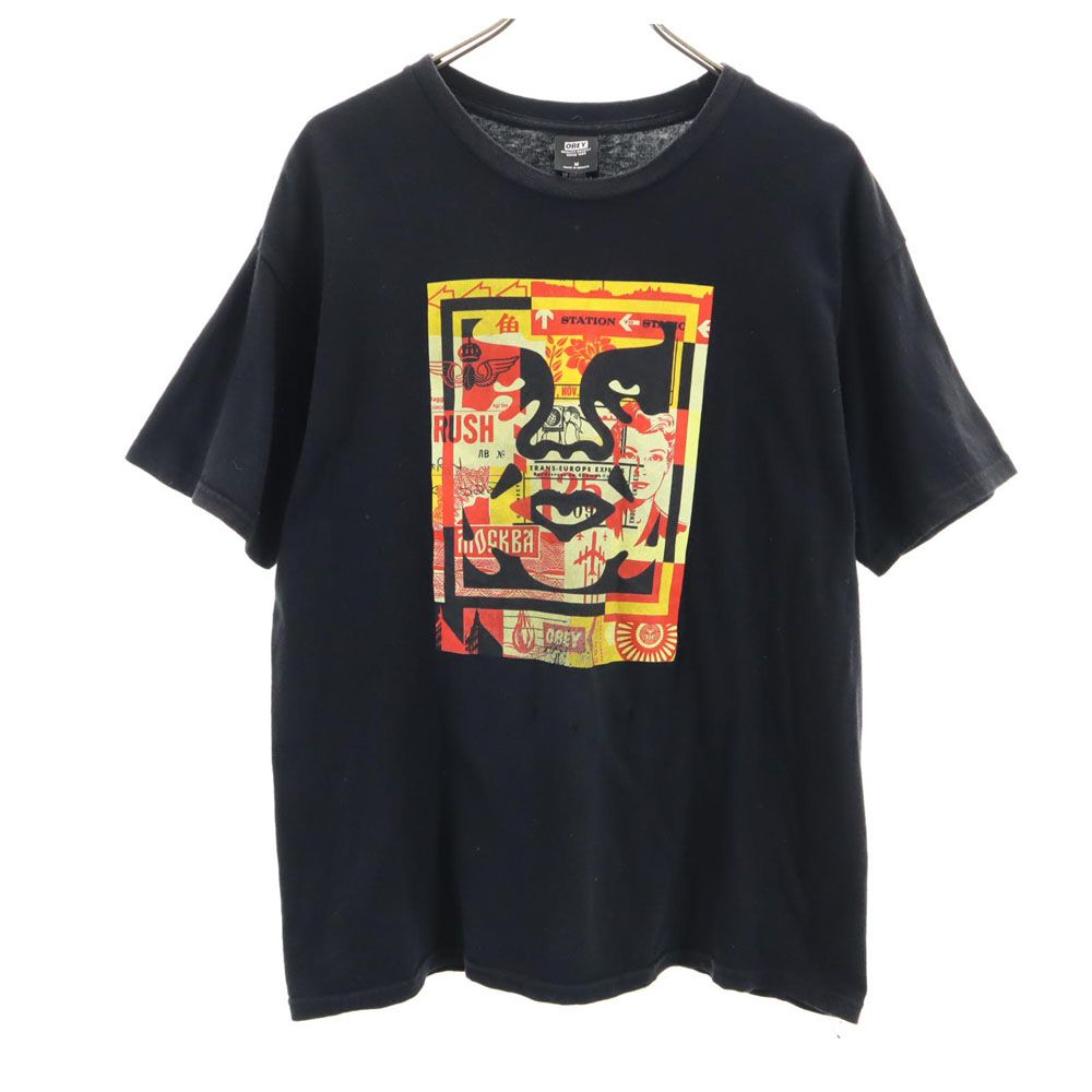 OBEY オベイ プリント 半袖 Tシャツ M ブラック メンズ