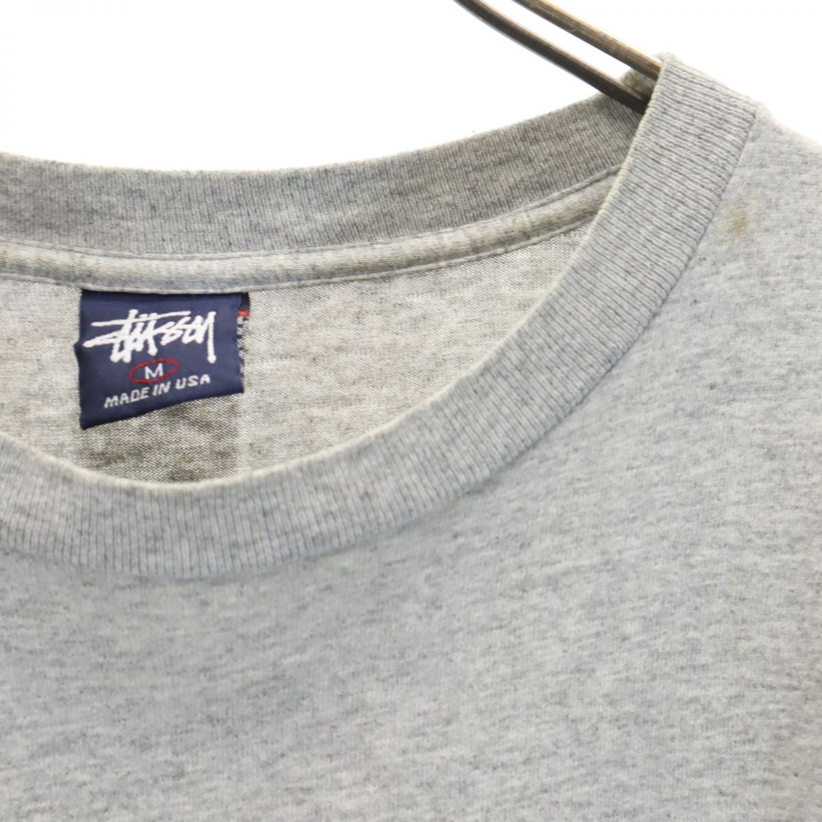STUSSY ステューシー 90s USA製 オールド 紺タグ プリント 半袖 Tシャツ M グレー メンズ