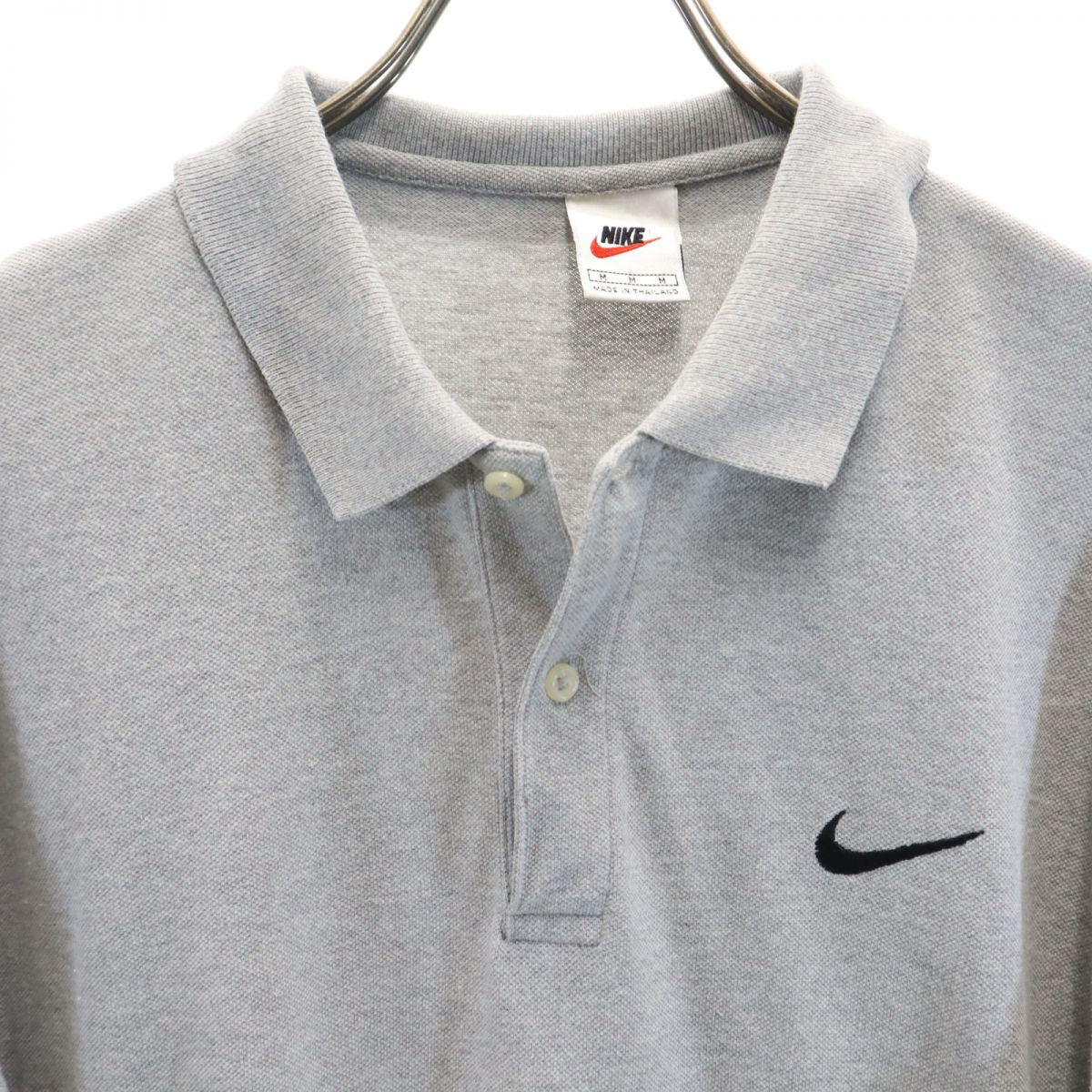 NIKE ナイキ 90s 00s 白タグ オールド 半袖 ポロシャツ M グレー 鹿の子 メンズ