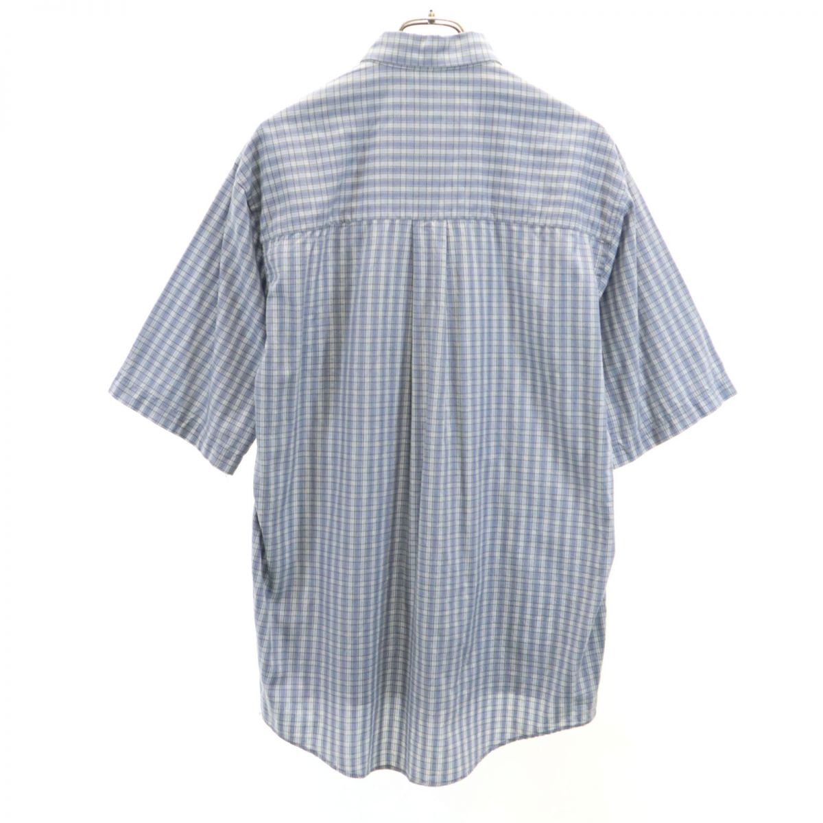 Burberrys バーバリーズ 90s オールド チェック柄 半袖 ボタンダウンシャツ M ブルー系 メンズ