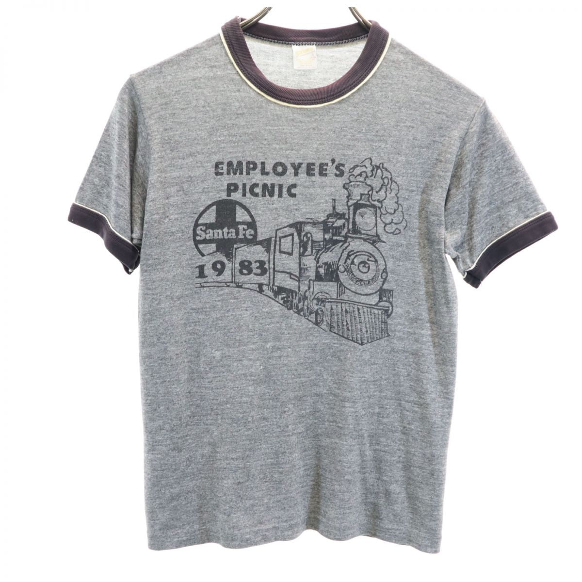 sportswear スポーツウェア 80s ヴィンテージ USA製 半袖 トリム Tシャツ S グレー系 メンズ