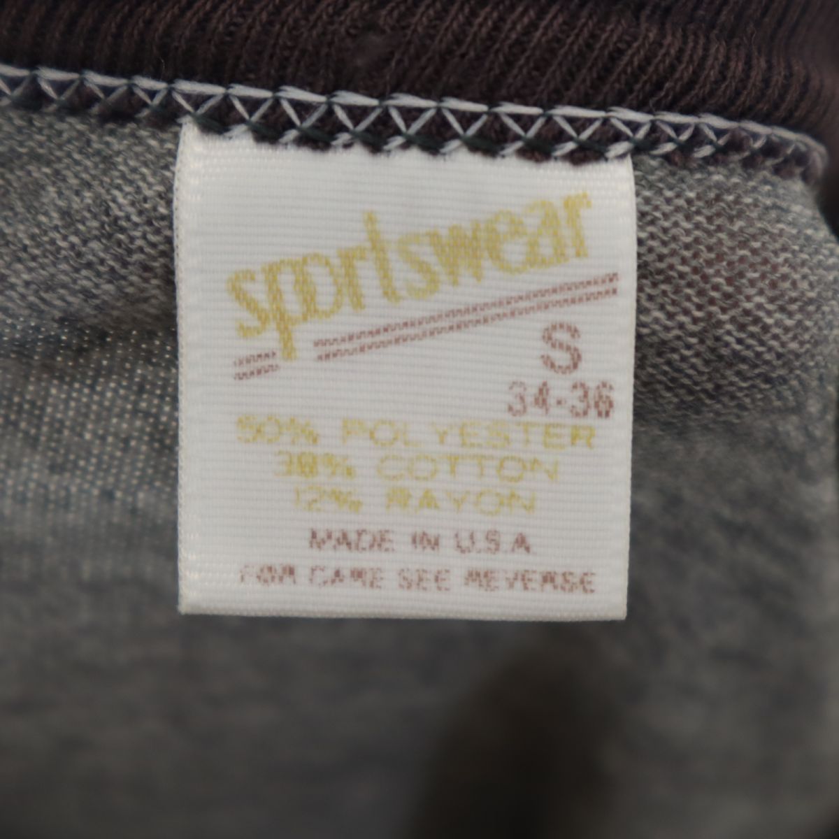 sportswear スポーツウェア 80s ヴィンテージ USA製 半袖 トリム Tシャツ S グレー系 メンズ