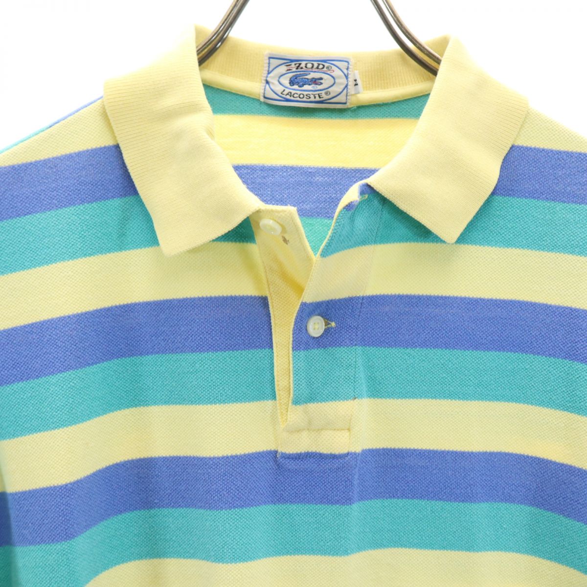IZOD LACOSTE アイゾットラコステ 70s 80s 糸巻きタグ ヴィンテージ ボーダー 半袖 ポロシャツ M 鹿の子 LACOSTE メンズ
