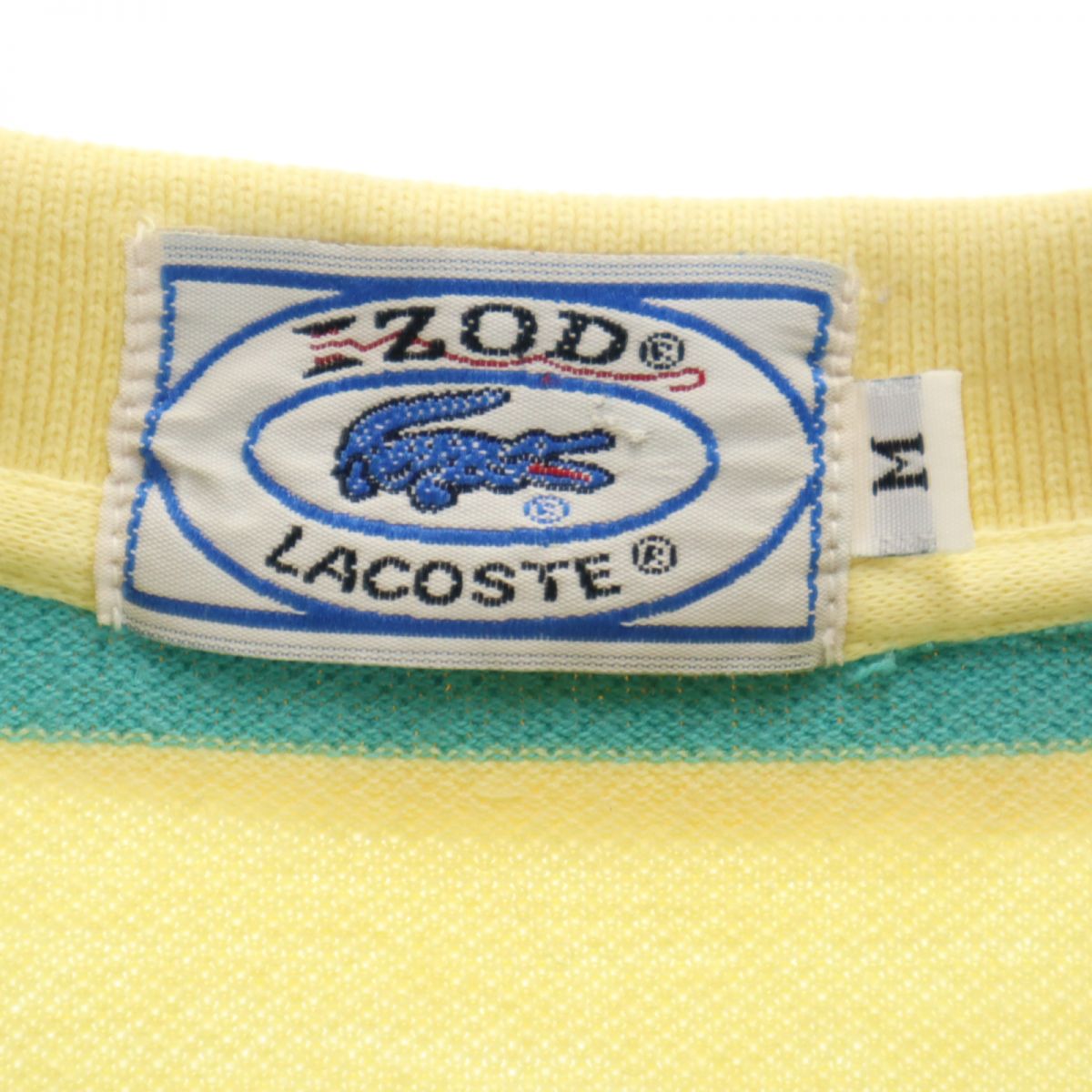 IZOD LACOSTE アイゾットラコステ 70s 80s 糸巻きタグ ヴィンテージ ボーダー 半袖 ポロシャツ M 鹿の子 LACOSTE メンズ