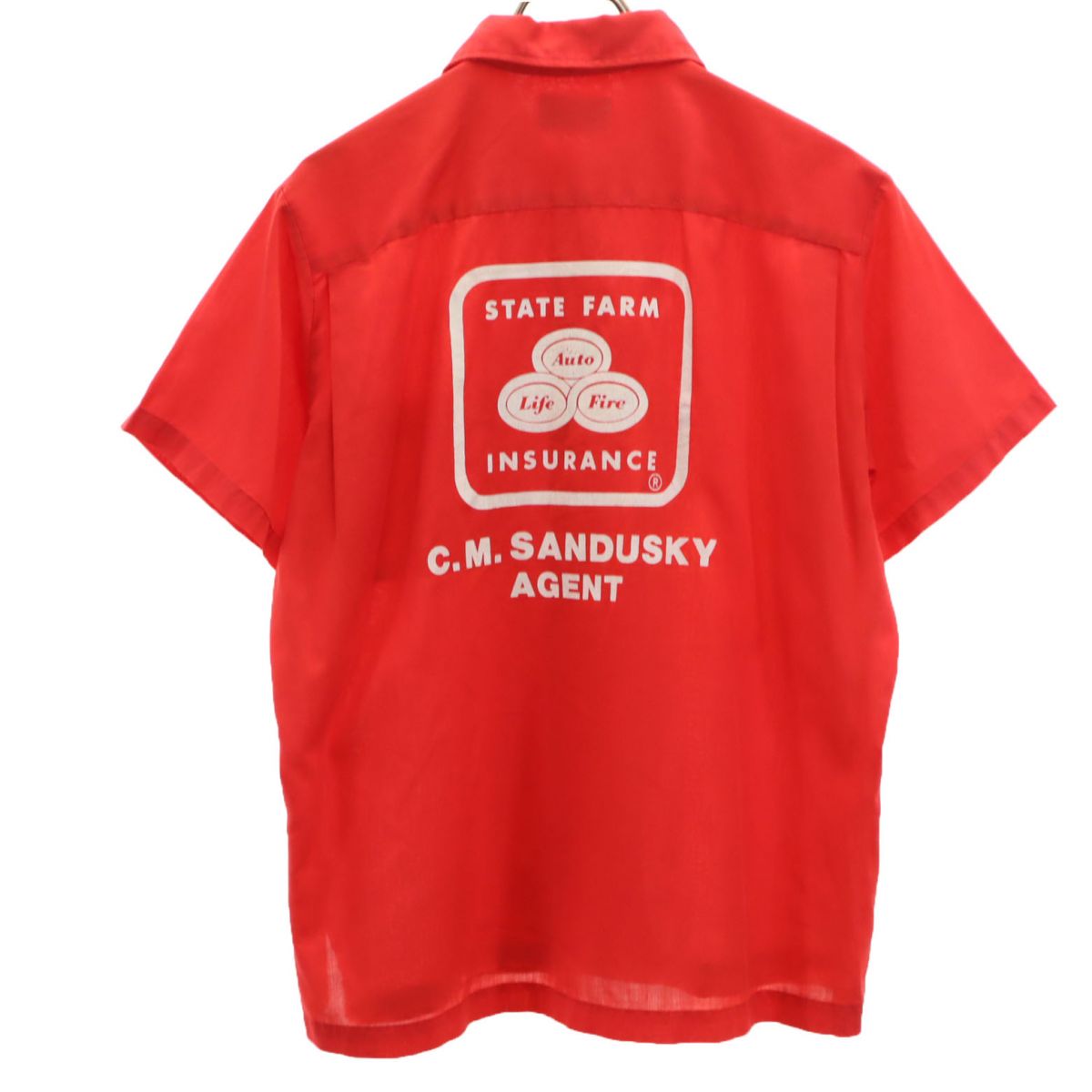 Hilton ヒルトン 70s USA製 ヴィンテージ 半袖 ボウリングシャツ M レッド系 メンズ