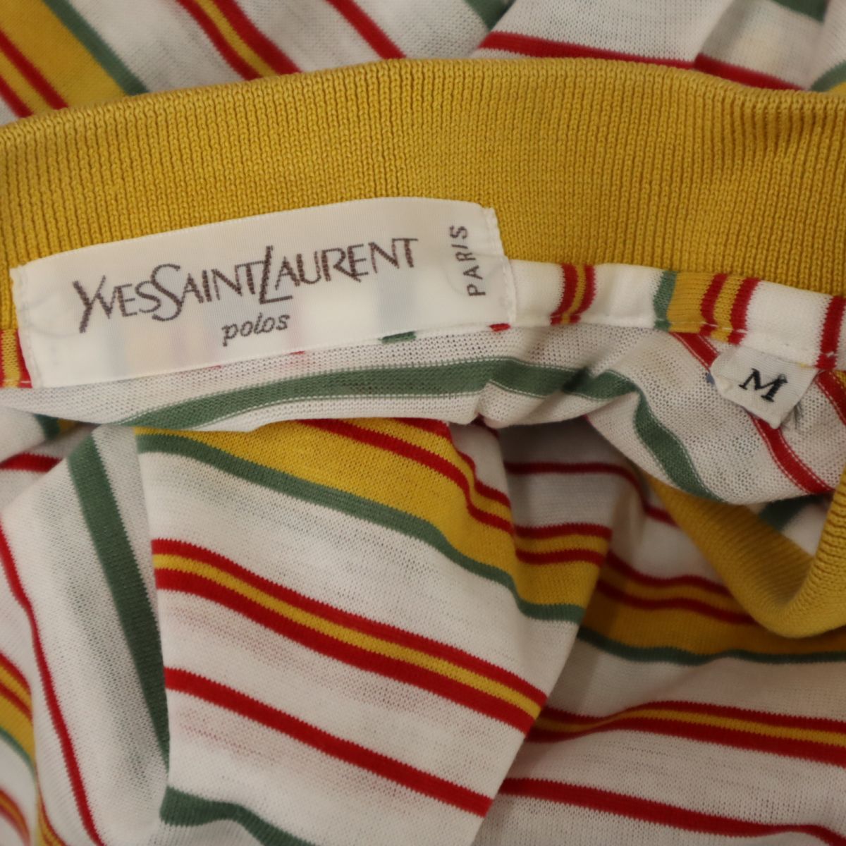 YVES SAINT LAURENT イヴサンローラン 90s オールド ボーダー柄 半袖 ポロシャツ M メンズ