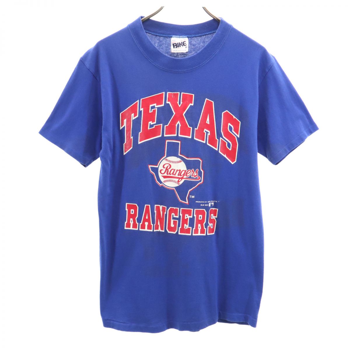 BIKE 90s USA製 オールド プリント 野球 半袖 Tシャツ M ブルー メンズ