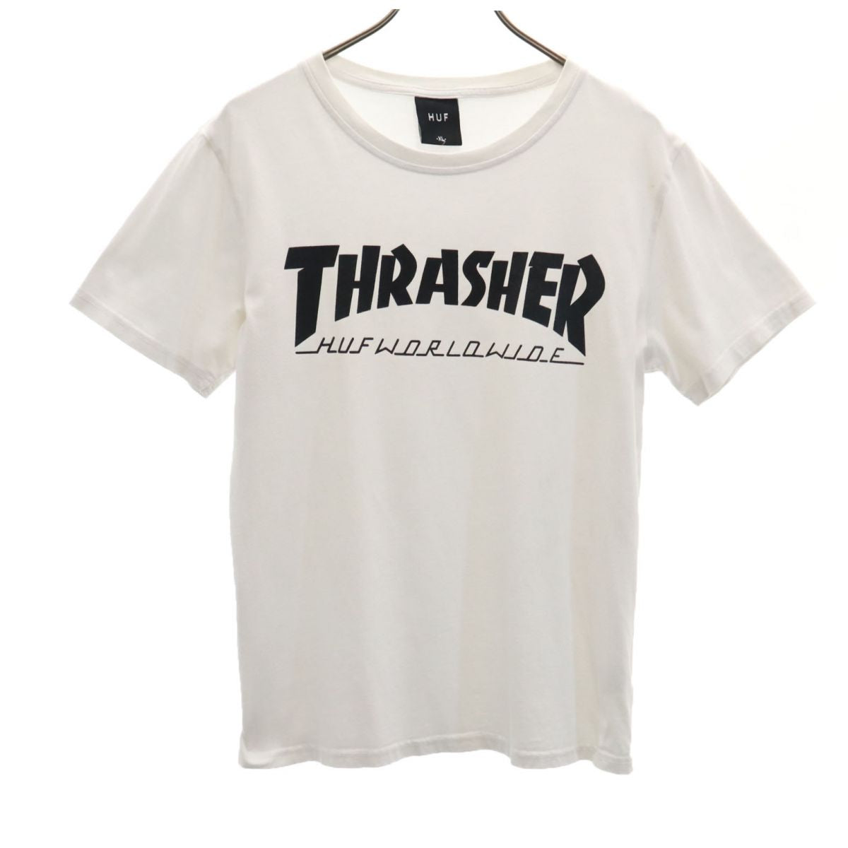 HUF ハフ × スラッシャー コラボ 半袖 Tシャツ XL 白 × THRASHER レディース