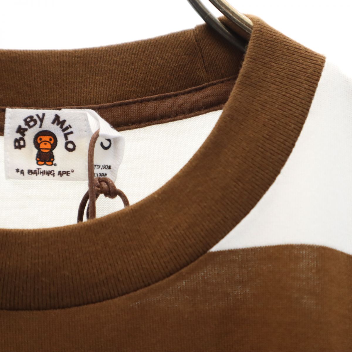 未使用 A BATHING APE アベイシングエイプ 日本製 半袖 Tシャツ S ブラウン×白 Baby Milo メンズ
