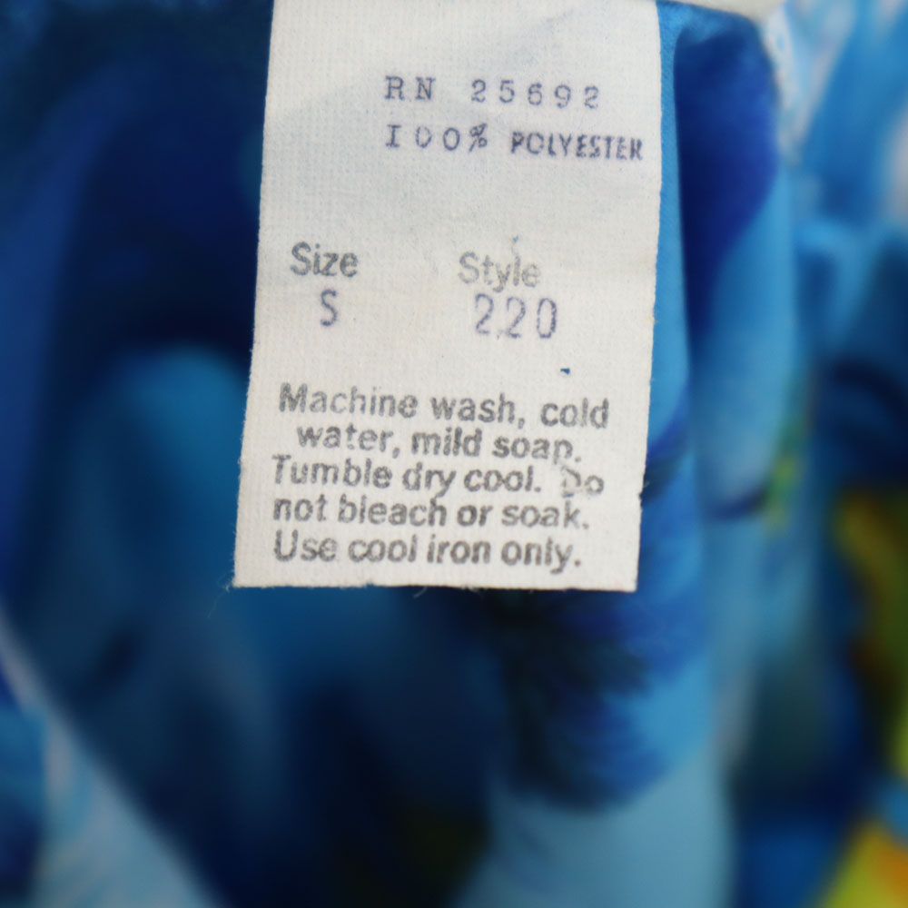 VINTAGE ヴィンテージ 70s 80s ハワイ製 総柄 半袖 アロハシャツ S ブルー メンズ