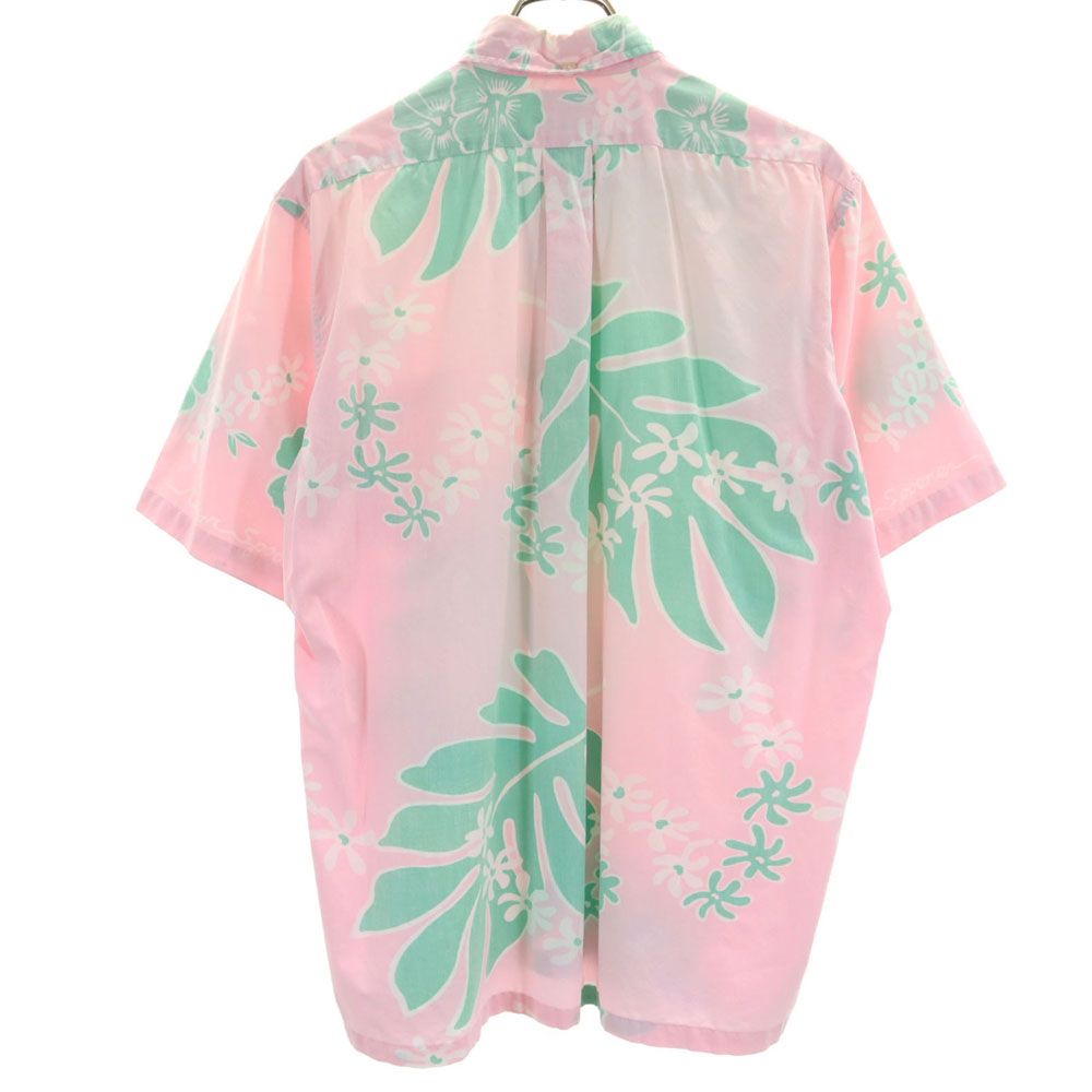 reyn spooner レインスプーナー 90s 00s オールド 総柄 リバースプリント 半袖 ハーフボタン ボタンダウンシャツ M ピンク系 メンズ