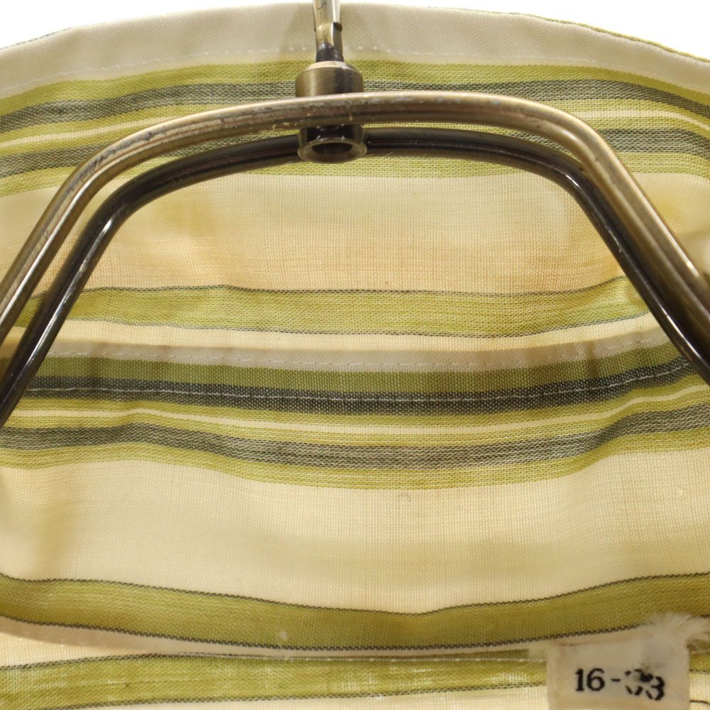 VINTAGE ヴィンテージ 70s ストライプ柄 半袖 シャツ 16 グリーン×ベージュ メンズ