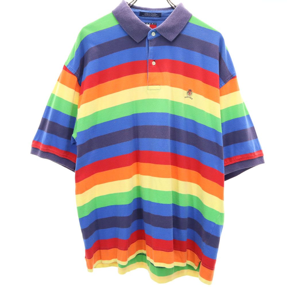 TOMMY HILFIGER トミーヒルフィガー 90s オールド フラッグタグ ボーダー 半袖 ポロシャツ メンズ