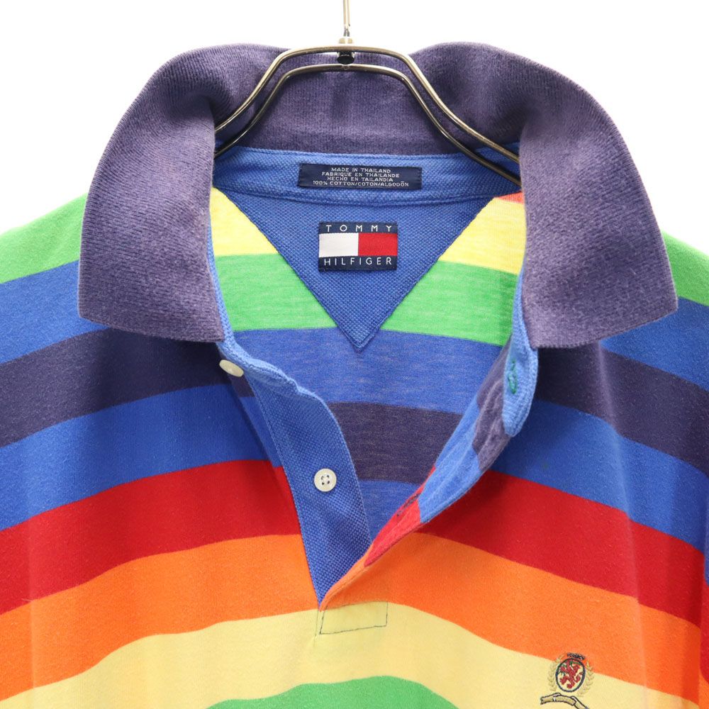 TOMMY HILFIGER トミーヒルフィガー 90s オールド フラッグタグ ボーダー 半袖 ポロシャツ メンズ