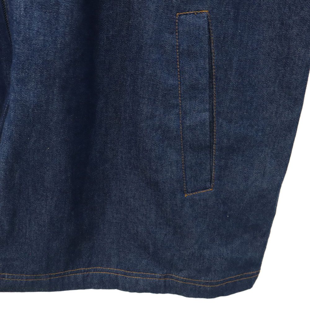 ワイルドファングバッドウルフ 刺繍 半袖 フロントジップ デニムジャケット L ネイビー fa WILD FANG BAD WOLF メンズ