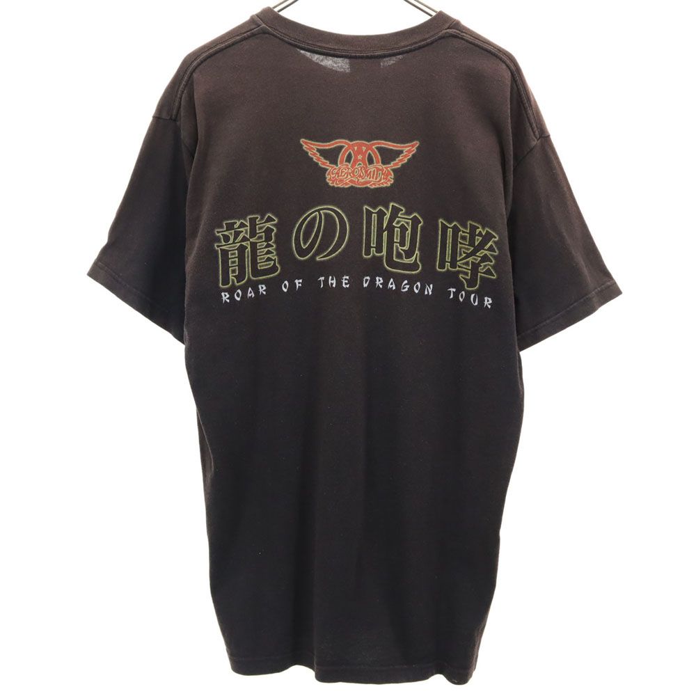 giant ジャイアント 90s エアロスミス ジャパンツアー プリント エアロスミス 半袖 Tシャツ ブラウン バンT メンズ