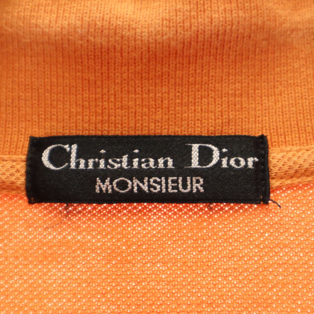 Christian Dior クリスチャンディオール 90s オールド 半袖 ポロシャツ M オレンジ MONSIEUR 鹿の子地 メンズ