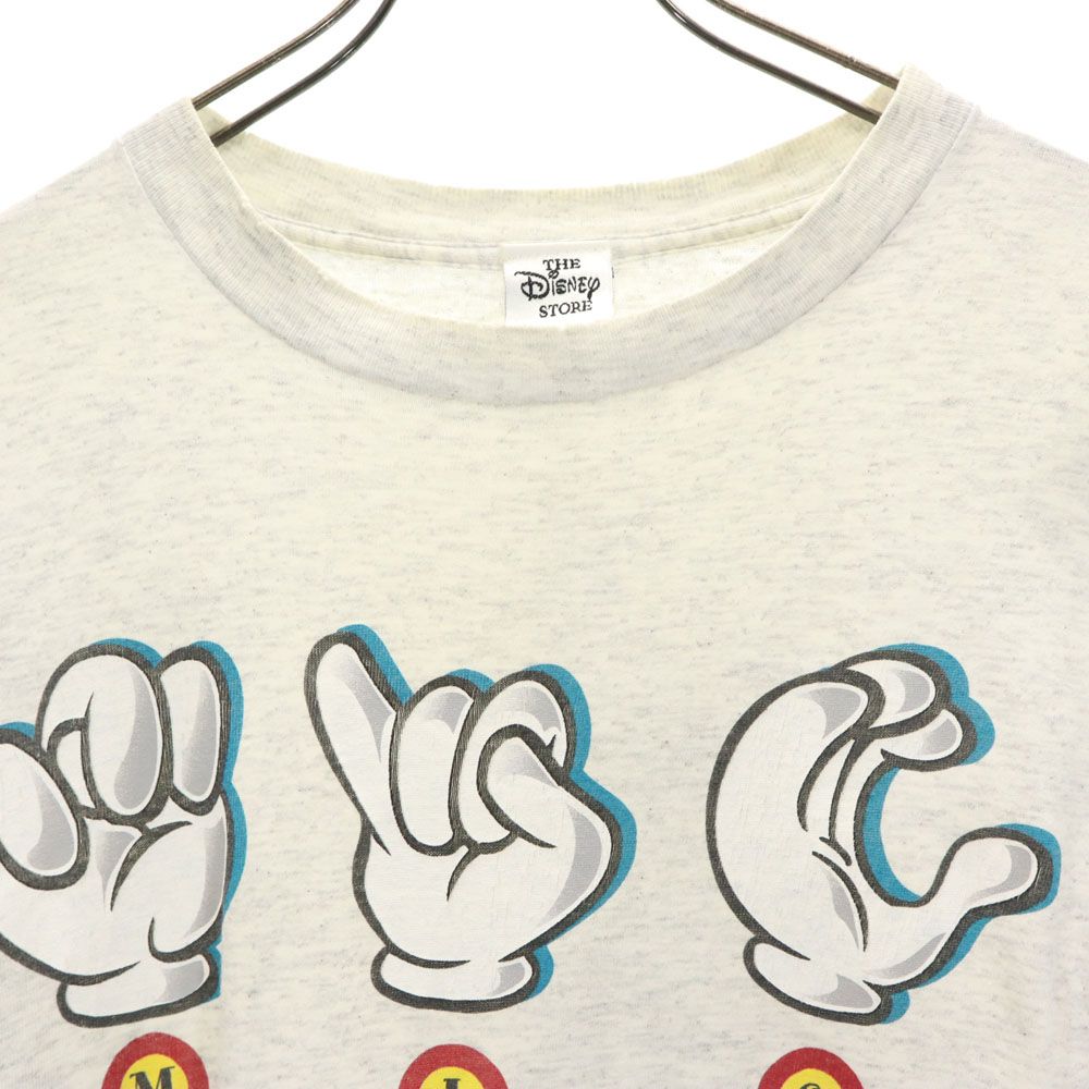 THE Disney STORE ザディズニーストア 90s オールド ミッキーマウス 両面プリント 半袖 Tシャツ M グレー系 メンズ