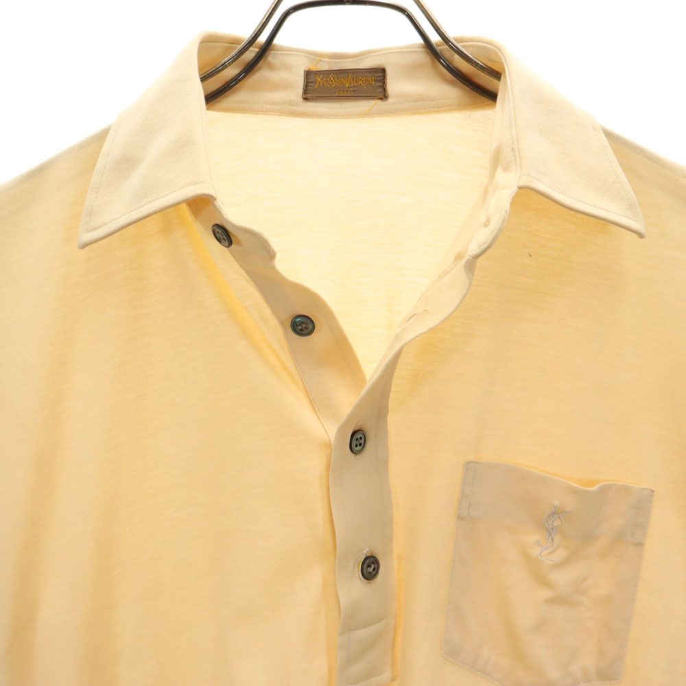YVES SAINT LAURENT イヴサンローラン 90s オールド 半袖 ポロシャツ オレンジ系 胸ポケット付き メンズ