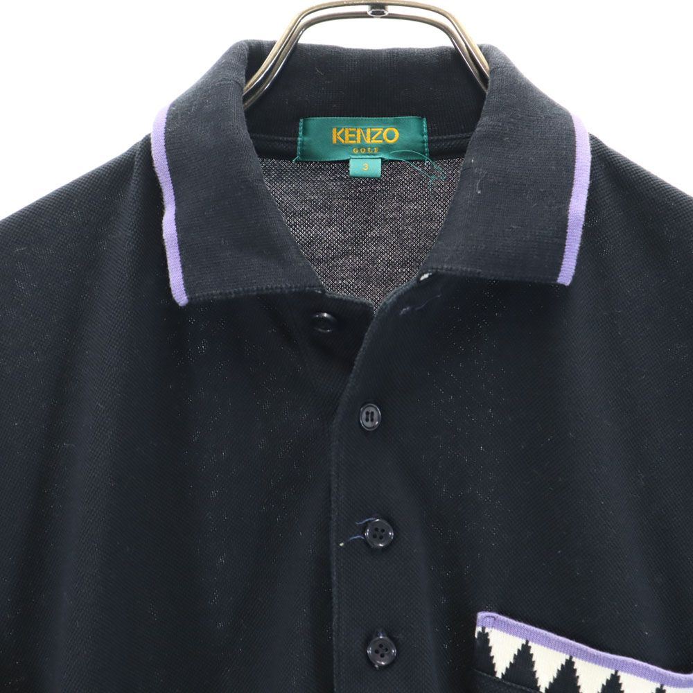 KENZO GOLF ケンゾーゴルフ 90s 日本製 オールド ゴルフ 半袖 ポロシャツ 3 ブラック 鹿の子 メンズ