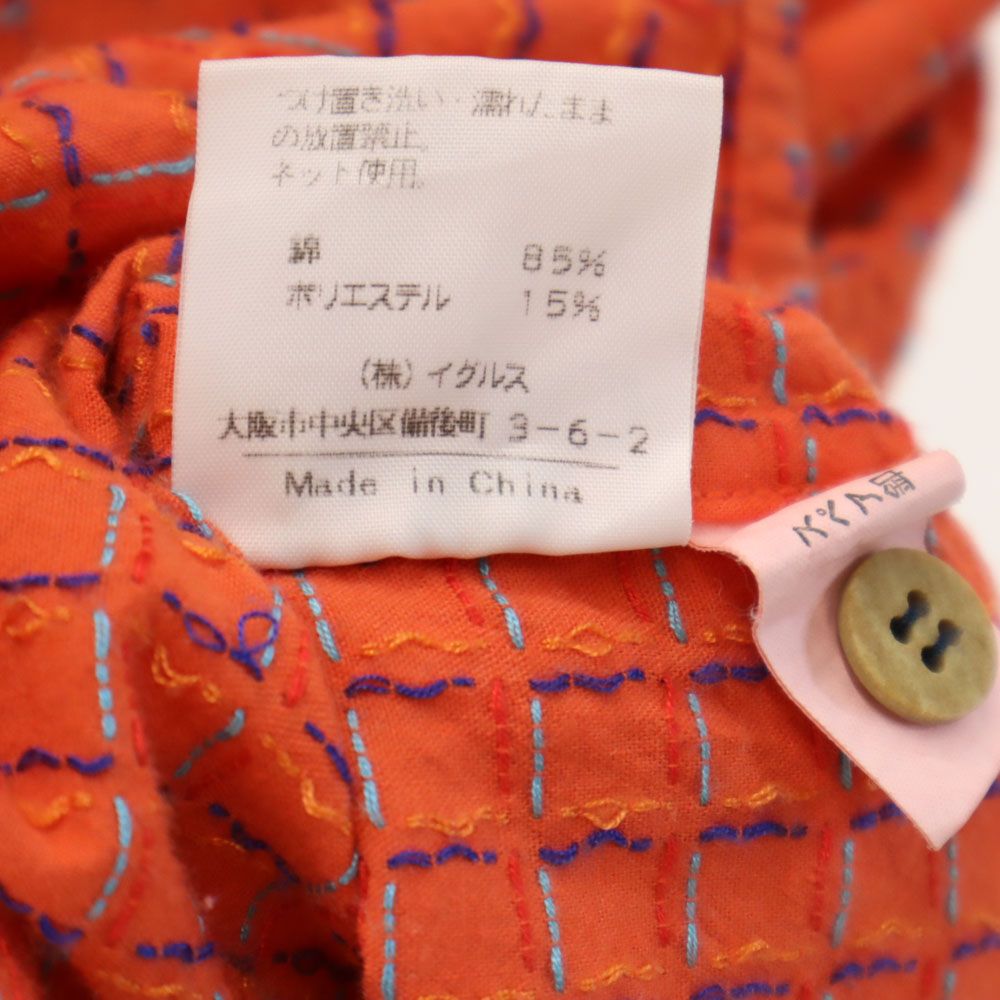 santa fe サンタフェ 総柄 半袖 シャツ 46 オレンジ メンズ