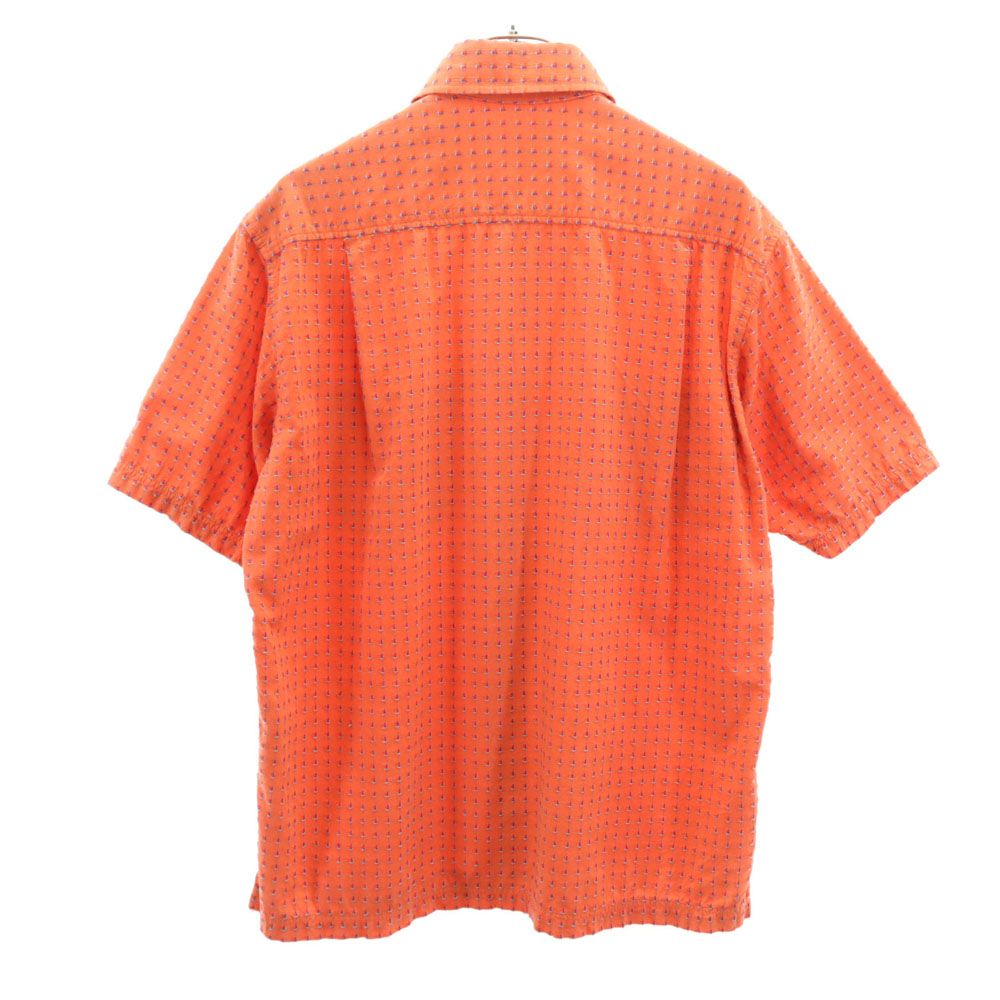 santa fe サンタフェ 総柄 半袖 シャツ 46 オレンジ メンズ