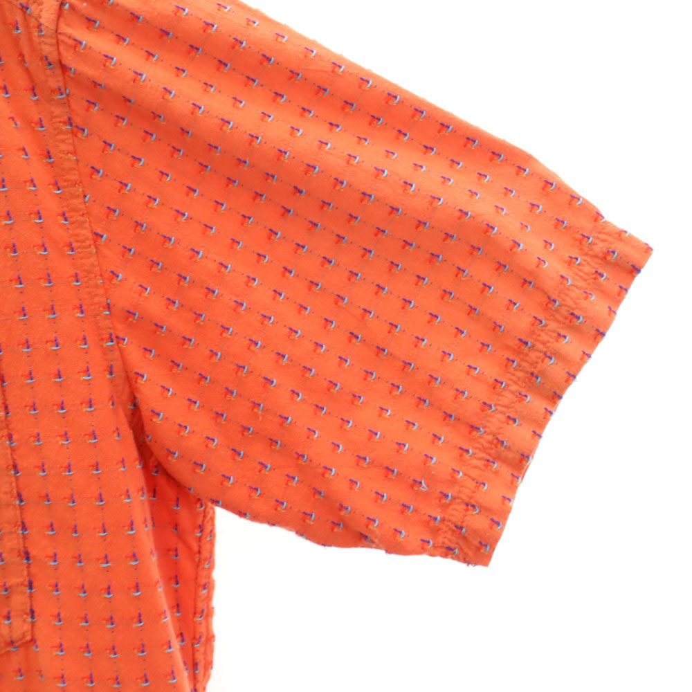 santa fe サンタフェ 総柄 半袖 シャツ 46 オレンジ メンズ