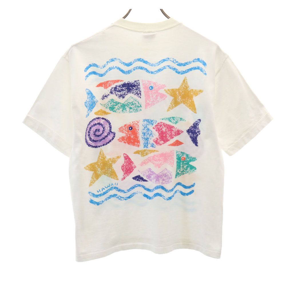 クレイジーシャツ 90s USA製 オールド プリント 半袖 Tシャツ M ホワイト Crazy Shirt メンズ
