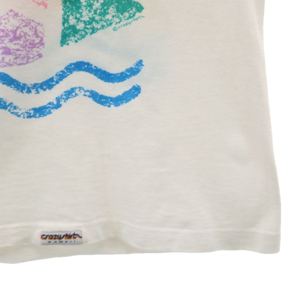 クレイジーシャツ 90s USA製 オールド プリント 半袖 Tシャツ M ホワイト Crazy Shirt メンズ