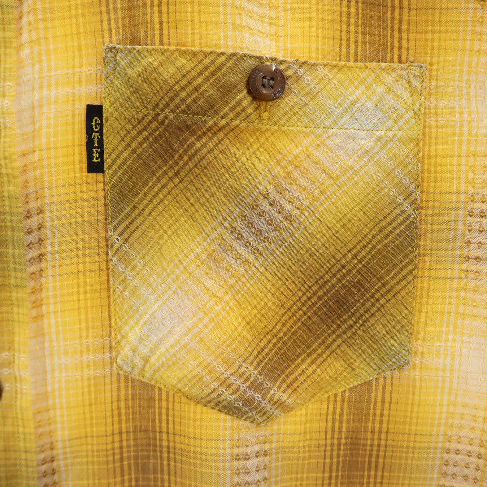 COOTIE クーティー 日本製 チェック柄 半袖 シャツ M イエロー系 メンズ