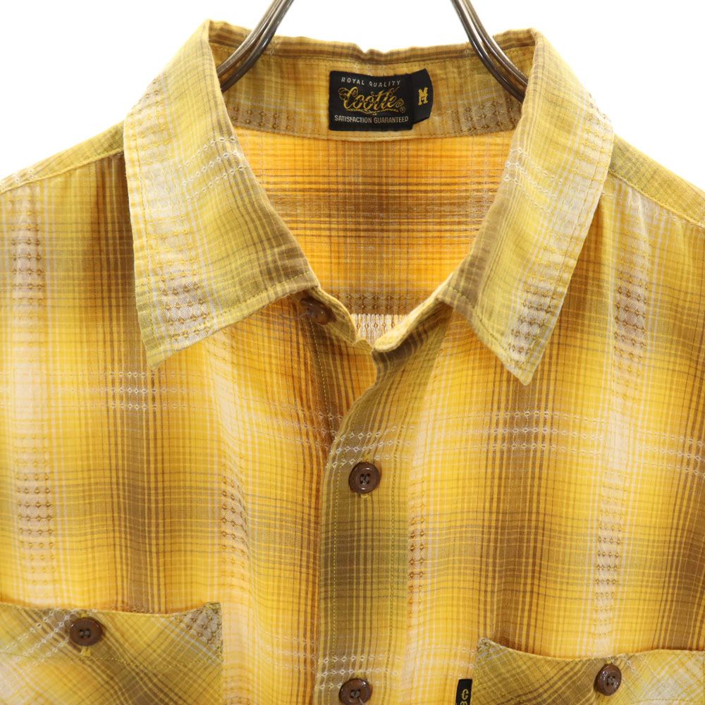 COOTIE クーティー 日本製 チェック柄 半袖 シャツ M イエロー系 メンズ
