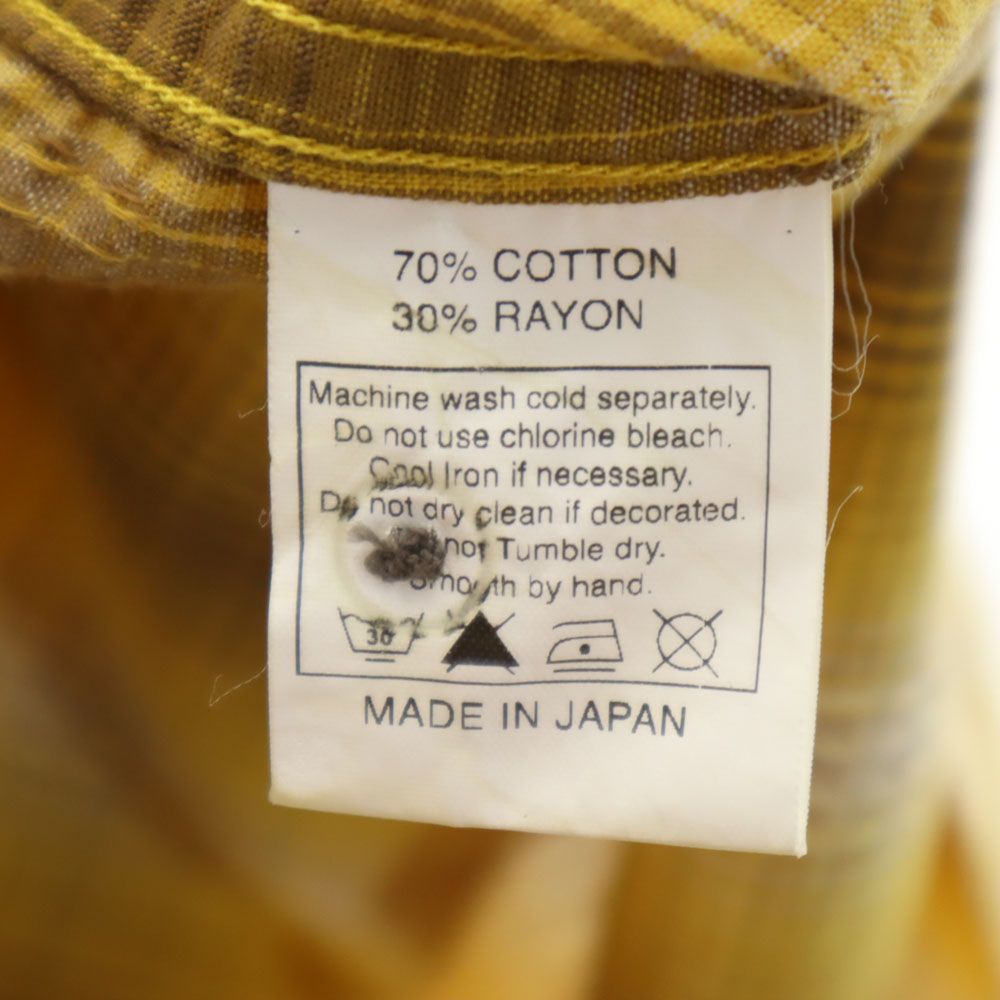 COOTIE クーティー 日本製 チェック柄 半袖 シャツ M イエロー系 メンズ