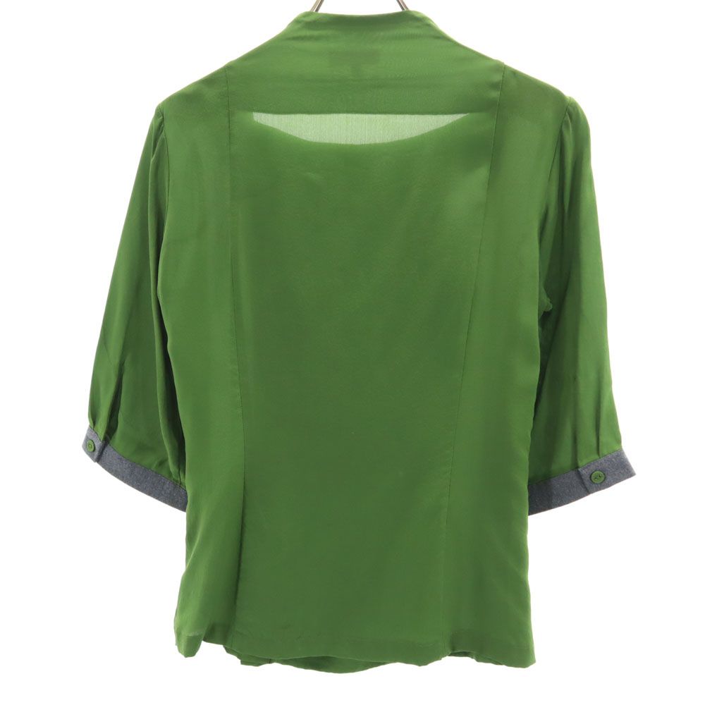 ADOLFO DOMINGUEZ アドルフォドミンゲス シルク 7分袖 カットソー 40 カーキ レディース