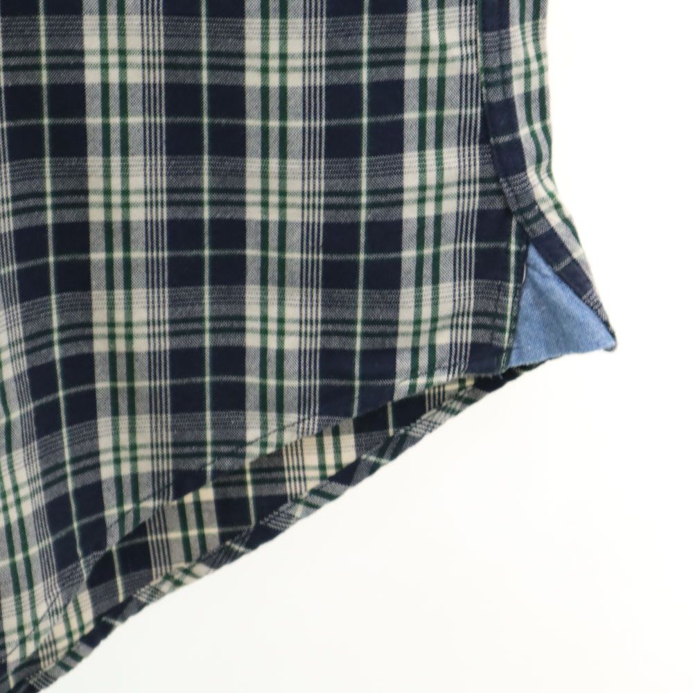 TOMMY HILFIGER トミーヒルフィガー 90s オールド フラッグタグ チェック 半袖 ボタンダウンシャツ L ネイビー系 メンズ