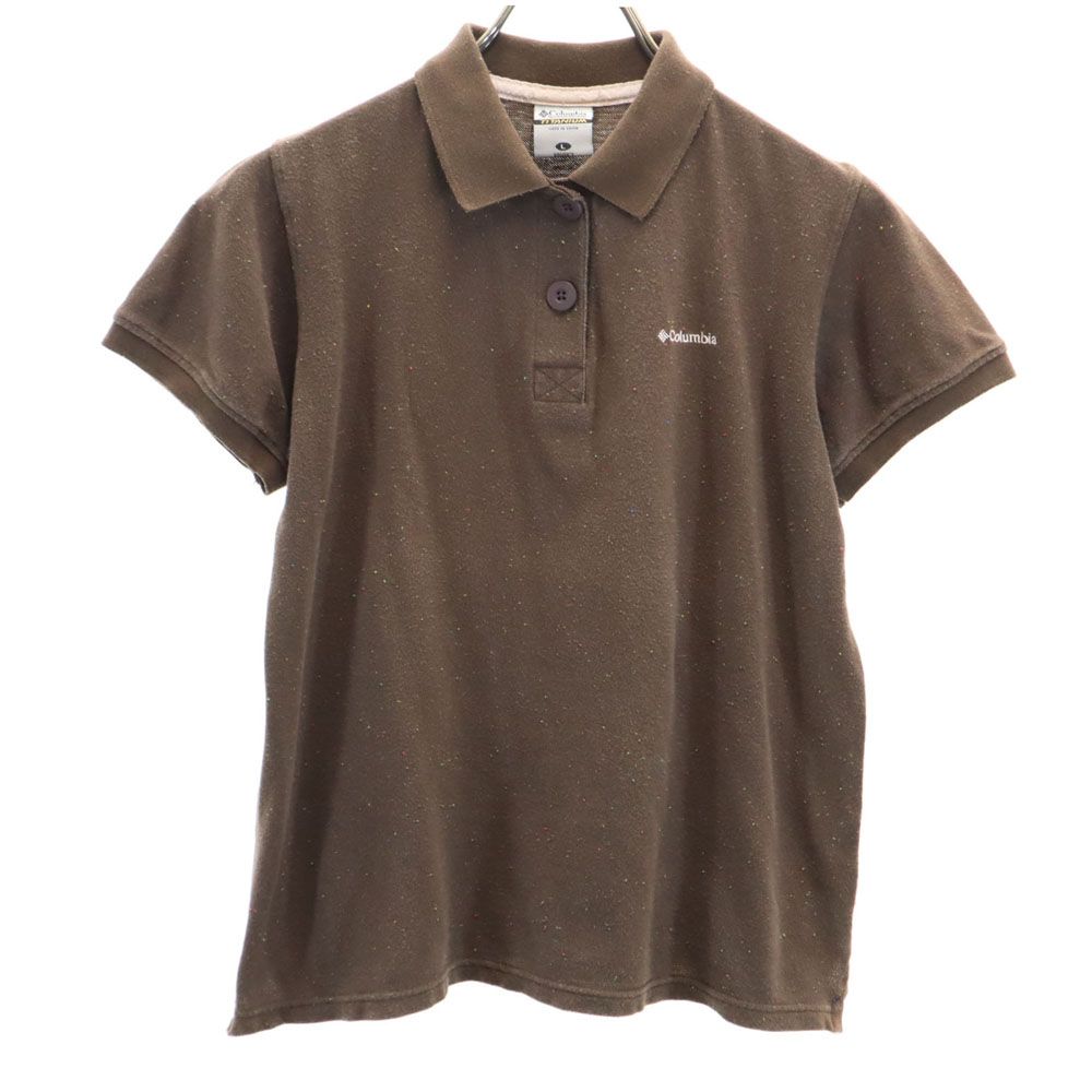 コロンビア アウトドア 半袖 ポロシャツ L ブラウン Columbia 鹿の子 レディース