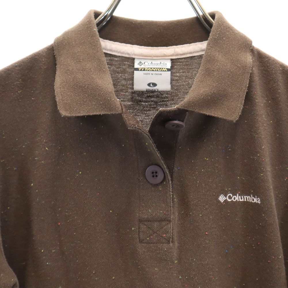 Columbia コロンビア アウトドア 半袖 ポロシャツ L ブラウン 鹿の子 レディース