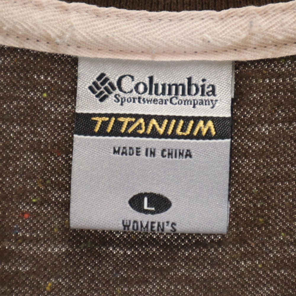 Columbia コロンビア アウトドア 半袖 ポロシャツ L ブラウン 鹿の子 レディース