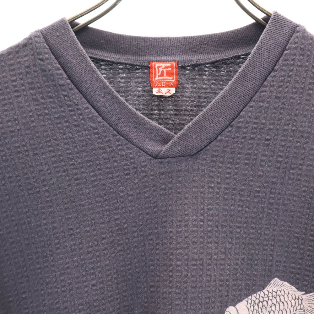 フェローズ 日本製 金魚 半袖 Vネック Tシャツ エス グレー系 Pherrow's メンズ