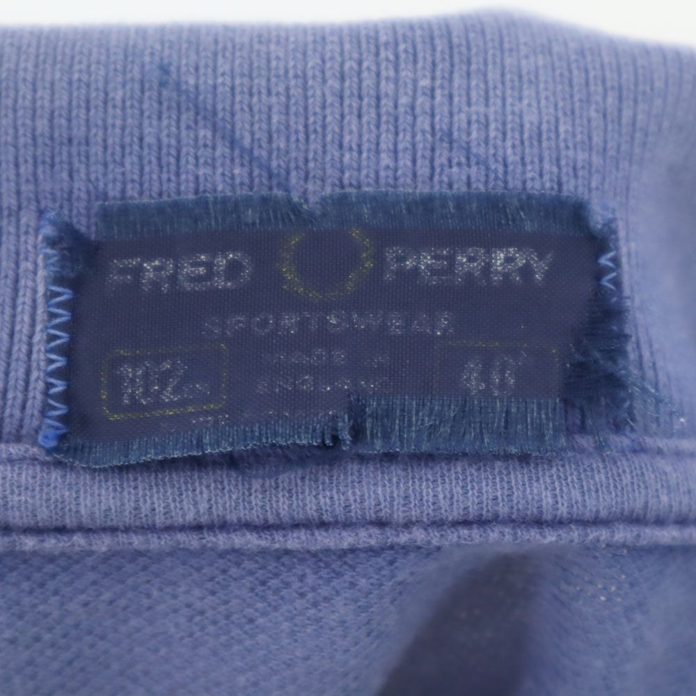 フレッドペリー 90s イギリス製 オールド 半袖 ポロシャツ 40 ネイビー FRED PERRY 鹿の子 メンズ