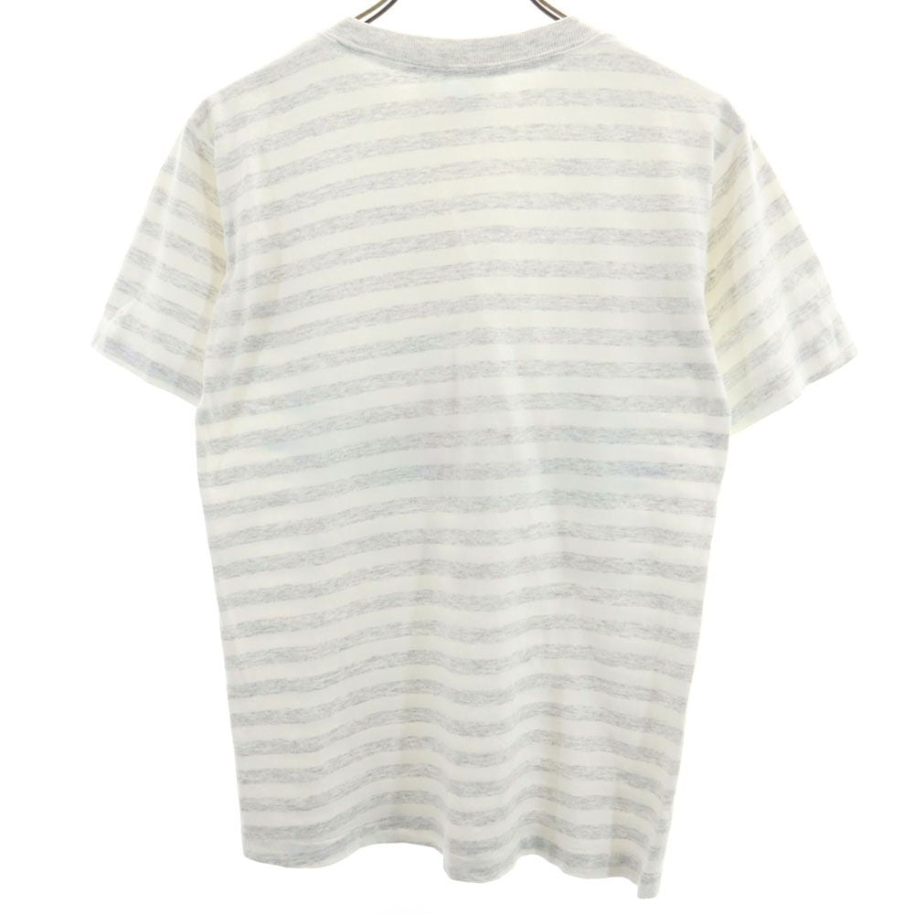 pm active wear 90s USA製 オールド ボーダー柄 プリント 半袖 Tシャツ S グレー×ホワイト メンズ