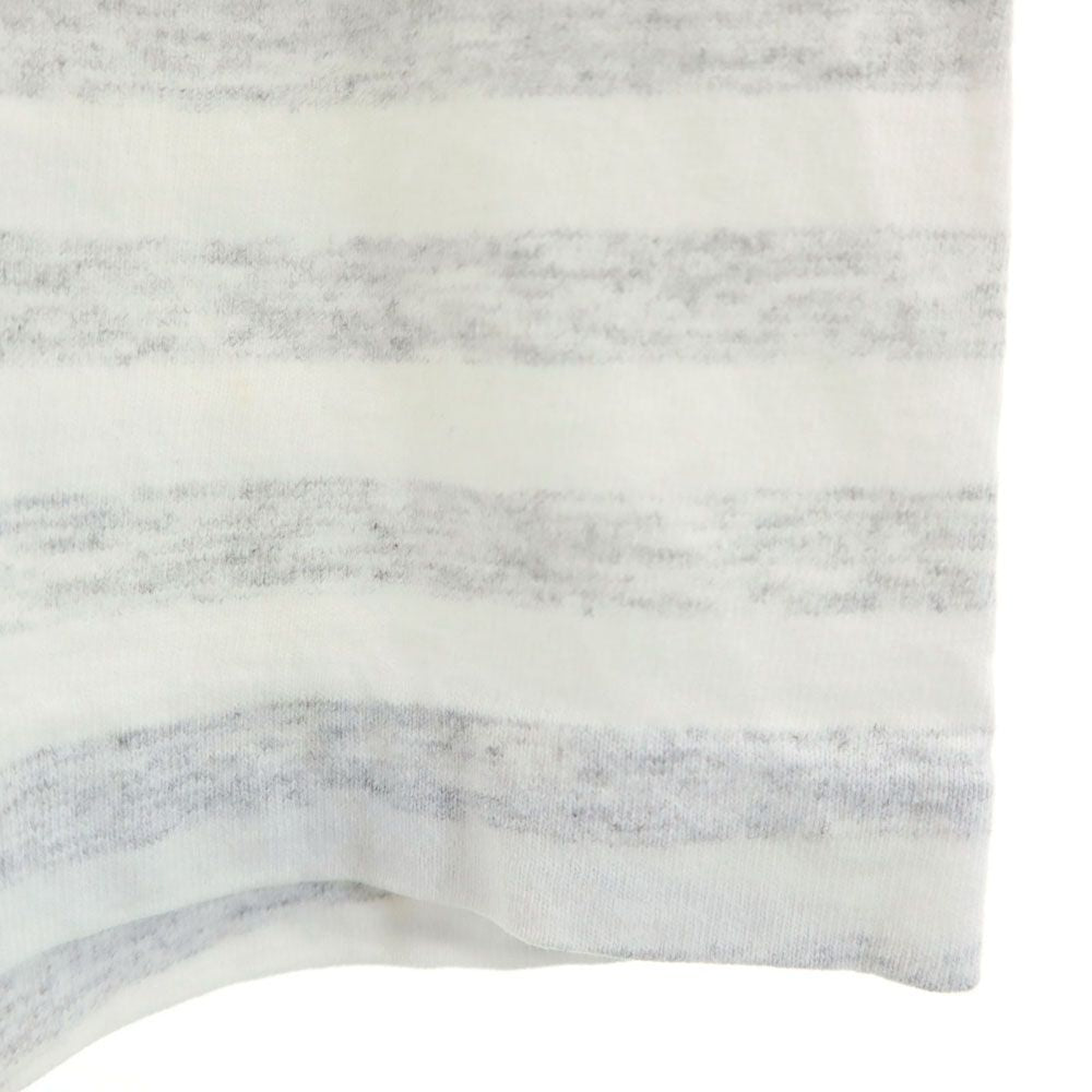 pm active wear 90s USA製 オールド ボーダー柄 プリント 半袖 Tシャツ S グレー×ホワイト メンズ