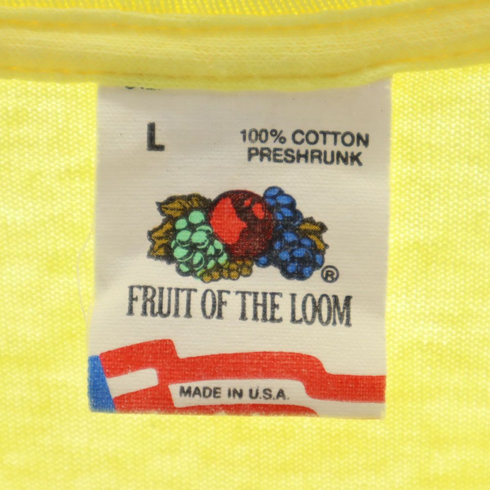 フルーツオブザルーム 90s オールド USA製 プリント 半袖 Tシャツ L イエロー系 FRUIT OF THE LOOM メンズ